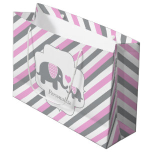 Witte, roze en grijze Baby shower Groot Cadeauzakje