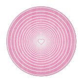 Witte Roze Gestreepte Snijplank met Hart (Voorkant)