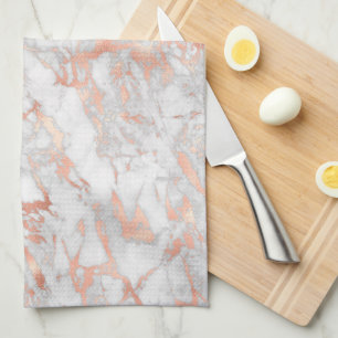 Witte & Roze Gouden Marmeren Keukenhanddoek