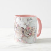 witte roze kersen bloesem tekening minimaal mok (Voorkant rechts)