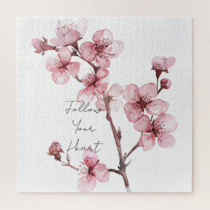 Witte Roze Kersenbloesem Bloem Legpuzzel