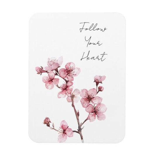 Witte Roze Kersenbloesem Bloem Magneet (Verticaal)