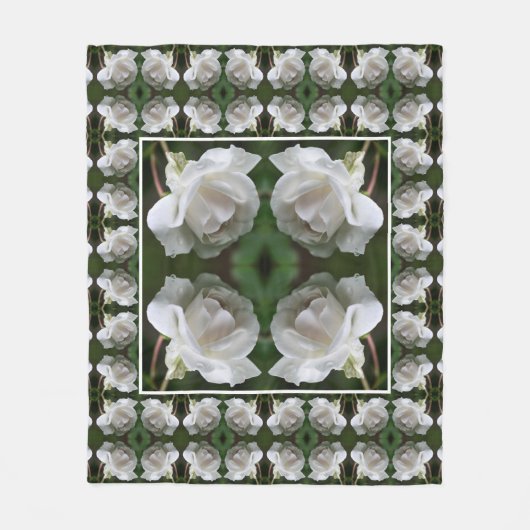 Witte roze met Abstracte regendruppels Fleece Deken (Voorkant)