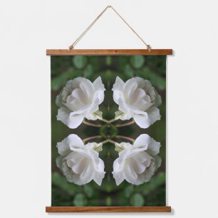 Witte roze met Abstracte regendruppels Hangend Wandkleed