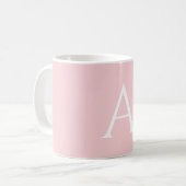 Witte Roze Naam Initiaal Monogram Elegant Schrift Koffiemok (Voorkant links)