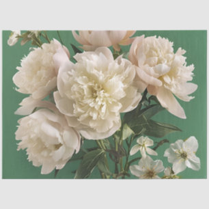 Witte/Roze Pioenrozen Met Lente Bloemen Decoupage Tissuepapier