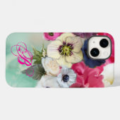 WITTE ROZE ROZEN EN ANEMONEBLOEMEN MONOGRAM Case-Mate iPhone CASE (Achterkant (horizontaal))