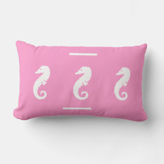 witte/roze SEAHORSE op de PILLOW-kustlijn Kussen