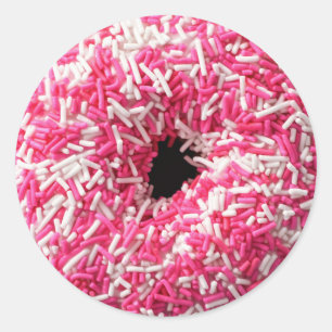 Witte roze sprinkhaan Donut Ronde Sticker