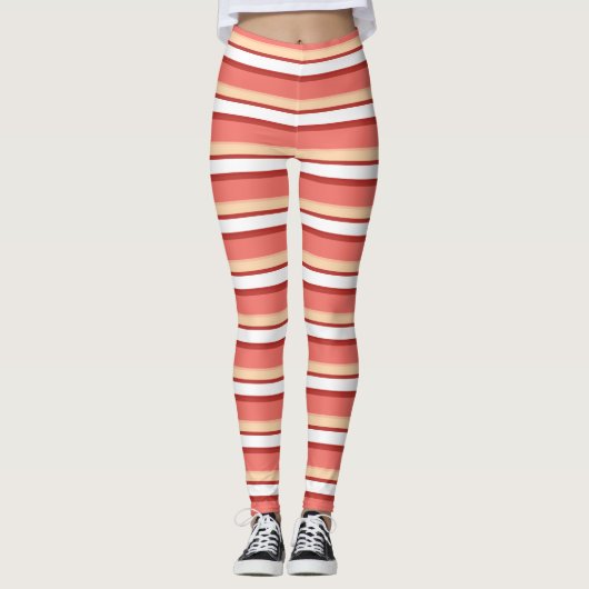 Witte roze strepen leggings (Voorkant)