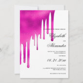 Witte, roze waterverf gradiënt druipt bruiloft kaart (Voorkant)