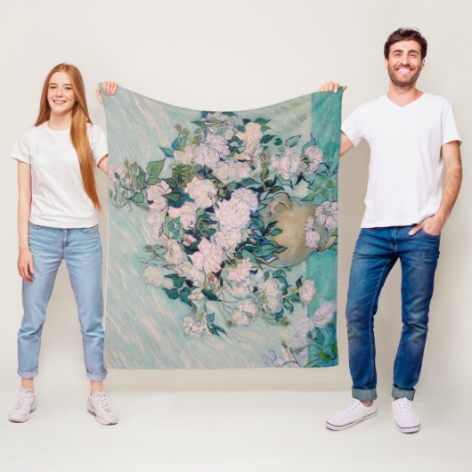 Witte rozen-1890-Vincent van Gogh Fleece Deken (In situ)