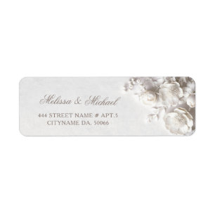 Witte Rozen 3D Bloemen Trouwen Etiket