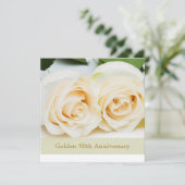 Witte rozen, 50e Jubileum voor bruiloft Kaart (Staand voorkant)