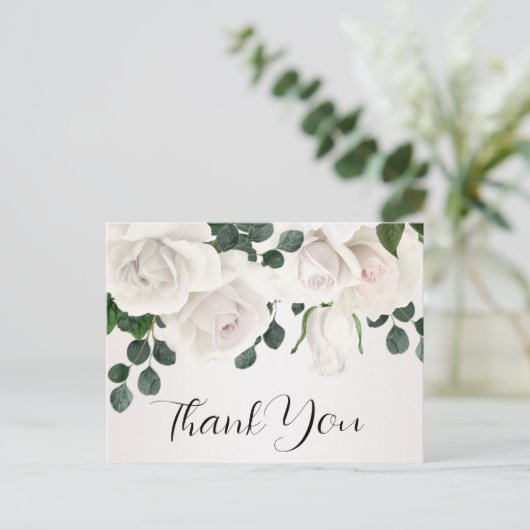 witte rozen 60e verjaardag Dank u Briefkaart (Staand voorkant)