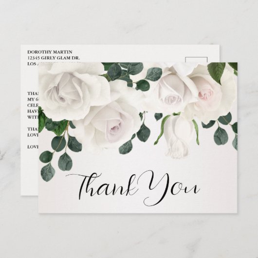  witte rozen 60e verjaardag Dank u Briefkaart (Voorkant / Achterkant)