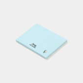  witte rozen aangepaste naam op blauw post-it® notes (Schuin)