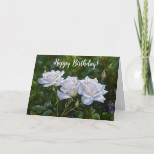witte rozen Art Birthday Kaart