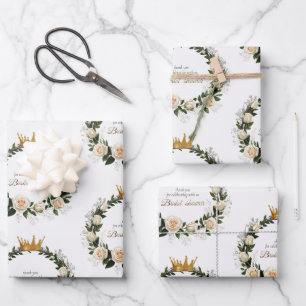 Witte Rozen Bedankt voor het Vieren met Ons Inpakpapier Vel