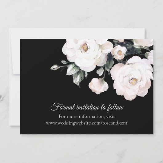 Witte rozen | Black Save The Date (Achterkant)