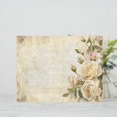 Witte Rozen Bloemen  Antiek Papieren Blad (Staand voorkant)
