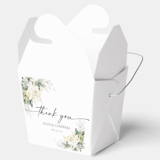Witte Rozen Bloemen Baby shower Favoriet Box Bedankdoosjes (Geopend)