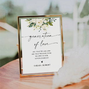 Witte Rozen Bloemen Generatie van Liefde Reclamebord Met Voetstuk