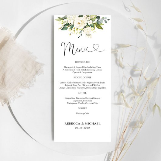 Witte Rozen Bloemen Huwelijksceremonie Menu