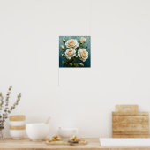 Witte rozen bloemen poster (Keuken)