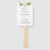 Witte Rozen Bloemen Trouwprogramma Handwaaier (Voorkant)