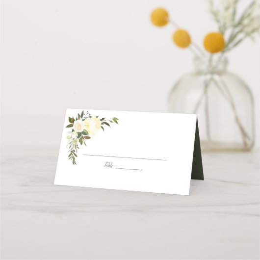 Witte rozen bloemenbruiloft | Olijfgroen (Voorkant)