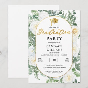 Witte rozen Bloemengoud Kader Afstudeerfeest Kaart