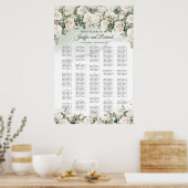  witte rozen bloemengroen Alfabetisch Poster (Keuken)