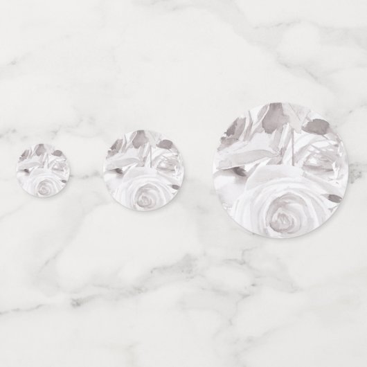 Witte Rozen Bloemrijke Roos Moderne Elegante Bruil Confetti (Voorkanten)