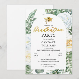 Witte Rozen Bloemstuk Afstudeerfeest Kaart