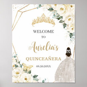 Witte Rozen Bloemstuk Quinceañera 15 Verjaardag We Poster