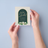 Witte Rozen Bos Groen Winter Huwelijk Datum Beware Flyer (Hand)