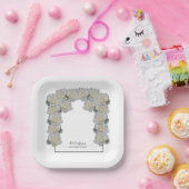 Witte Rozen Bruiloft Papieren Bordje (Feest)