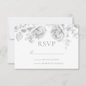 witte rozen bruiloft RSVP kaartje (Voorkant)