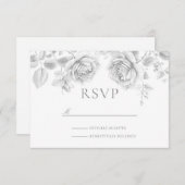 witte rozen bruiloft RSVP kaartje (Voorkant / Achterkant)