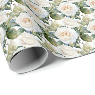 Witte Rozen Cadeaupapier