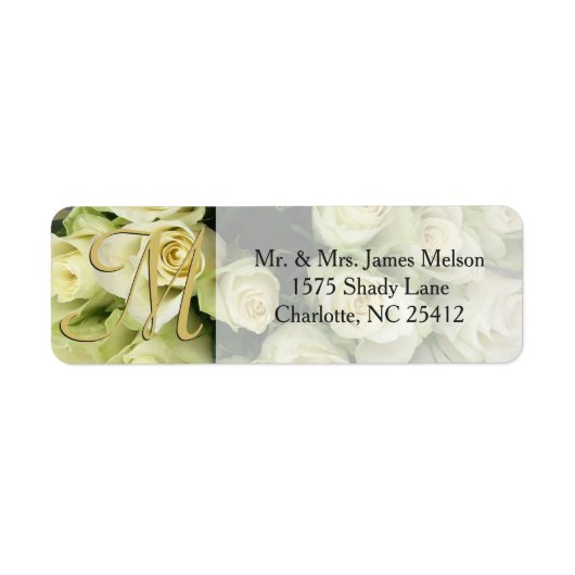 Witte Rozen Champagne Blush Wedding Suite Etiket (Voorkant)