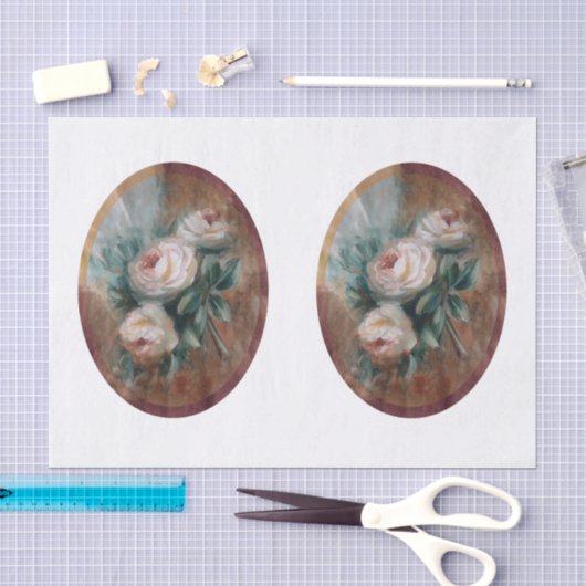 Witte rozen DBL Tissuepapier (Craft)