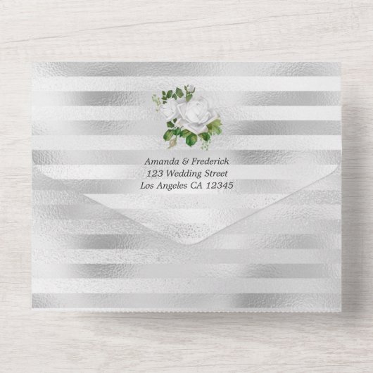  witte rozen die allemaal in één uitnodiging binde (Achterkant)