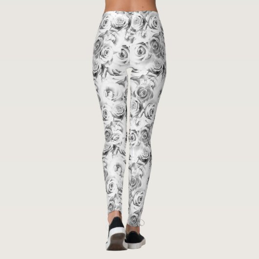 Witte rozen die het patroon van Floral herhalen Leggings (Achterkant)