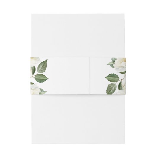 Witte Rozen Elegant Bloemen Bruiloft Uitnodigingen Wikkel (Achterkant Voorbeeld)