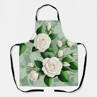 Witte rozen Elegant op groen Schort