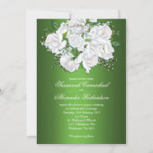  witte rozen, Emerald Green Wedding Invite (Voorkant)