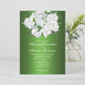  witte rozen, Emerald Green Wedding Invite (Staand voorkant)