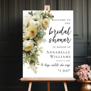Witte Rozen En Bloemen Bruiloft Feest Welkom Poster